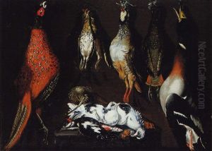 Nature Morte Avec Un Faisan, Des Perdrix, Un Canard Et Des Pigeons Sur Un Entablement