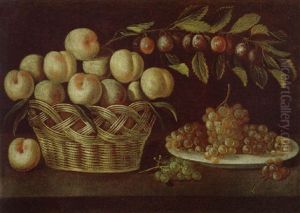 Stilleben Mit Pfirschen Und Weintrauben by Alessandro de Loarte