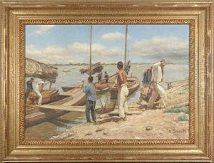 Unloading The Boat by Serguei Ivanovitch Lobanoff
