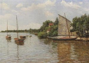 Segelboote Am Ufer Der Wolga
