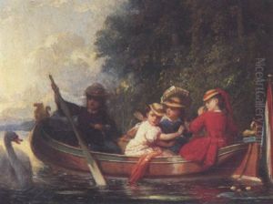 La Promenade En Barque by Charles Auguste Romain Lobbedez