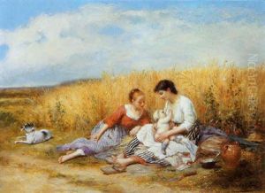 Le Gouter Dans Les Pres by Charles Auguste Romain Lobbedez