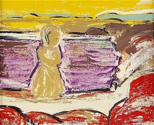 Flicka Vid Strand by Gunnar Loeberg
