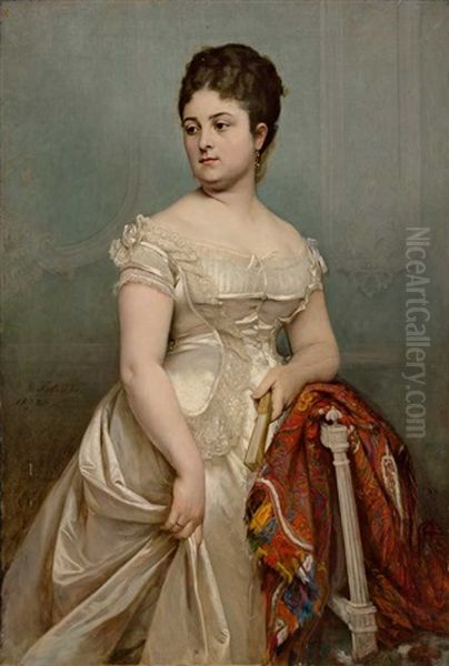 Portrait Der Marie Sonnery Im Alter Von 24 Jahren; Dreiviertelportrait Im Ballkleid Mit Fein Drapiertem Kaschmirschal - view 1