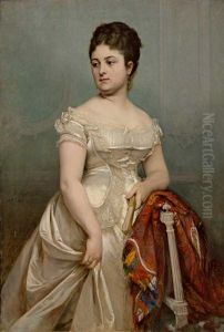 Portrait Der Marie Sonnery Im Alter Von 24 Jahren; Dreiviertelportrait Im Ballkleid Mit Fein Drapiertem Kaschmirschal by Timoleon Marie Lobrichon