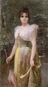 A Promenade In The Park by Timoleon Marie Lobrichon