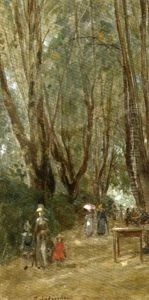 La Promenade Du Dimanche by Timoleon Marie Lobrichon