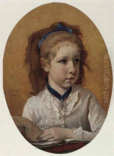Portrait Of A Young Girl With A Blue Ribbon - view 1