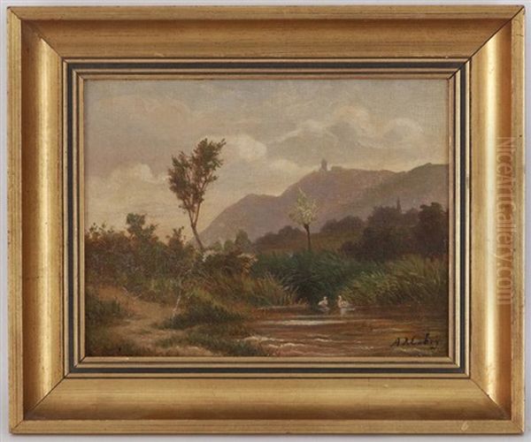 Paysage Aux Canards Et Paysage Aux Vaches (pair) - view 1