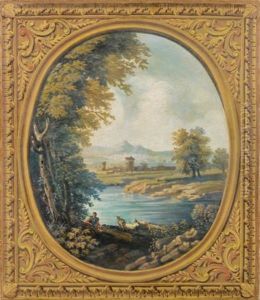Decoration Set Depincting Italian Landscapes In A Painted Oval by Andrea Locatelli