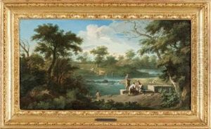 Paesaggio Laziale Con Pastori Presso Una Fonte