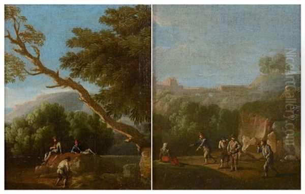 La Partie De Boules; Scene De Moisson (2 Works) - view 1