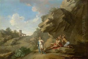 A Roman Landscape With Figures by Andrea Locatelli