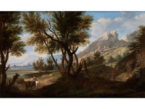 Bergige Landschaft Mit Reiter Und Staffagefiguren by Andrea Locatelli