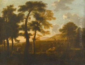 Extensive Landscape With Figures by Andrea Locatelli