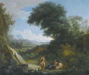 A Faun And A Nymph Reclining In A Landscape
