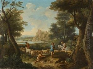 Idyllische Landschaft Mit Hirten Idyllische Landschaft Mit Hirten