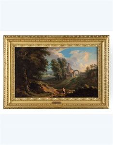 Paesaggio Con Villa Suburbana E Figura (+ Paesaggio Lacustre Con Chiesa, Borgo Fortificato E Figure; 2 Works)