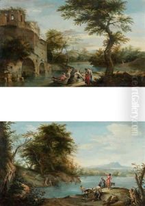 Paysages Fluviaux (pair) by Andrea Locatelli