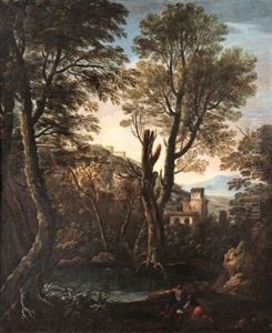 Landschaften Mit Figuren (pair) by Andrea Locatelli