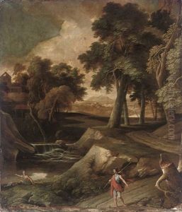 An Italianate Wooded River Landscape An Italianate Wooded River Landscape