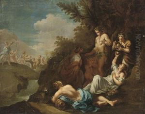 A Wooded River Landscape With Drunken Silenus On A Donkey