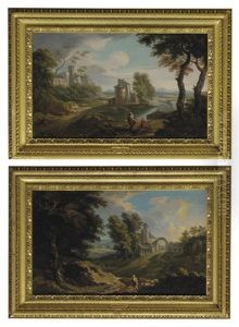 An Italianate River Landscape, With Figures (+ An Italianate Landscape, With A Shepherd And His Flock; Pair)