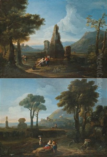 Personnages Dans Un Paysage De Ruines (+ Another, Similar; Pair) - view 1