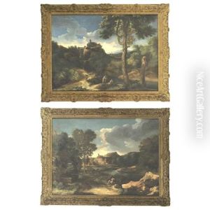 A Classical Landscape (+ Another, Similar; Pair) by Andrea Locatelli