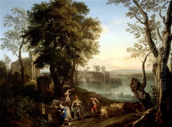 Landschaft In Latium Mit Schafern (+ Herde In Der Nahe Eines Sees; Pair) - view 1