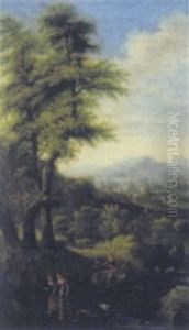 Landscape With Travelers Fording A Stream Landscape With Travelers Fording A Stream