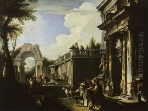 Architekturcapriccio Mit Wasserspiel Architekturcapriccio Mit Wasserspiel