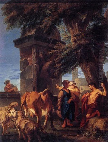 Peasants And Animals Resting Near A Funerary Monument - view 1
