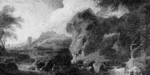 An Italianate Landscape With A Figure By A Rocky Arch by Andrea Locatelli