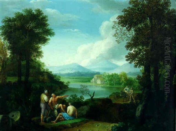 An Italianate River Landscape With Peasants And Banditti On A Track - view 1