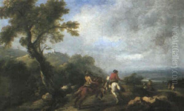 Wooded Landscape With Riders - view 1