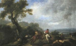 Wooded Landscape With Riders by Andrea Locatelli