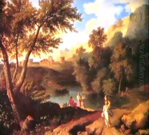 Paesaggio Con Castello E Figure by Andrea Locatelli