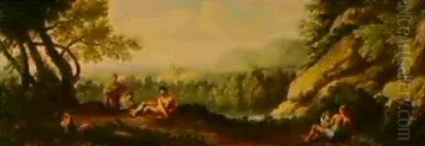 Figures Resting In A Pastoral Campagnian Landscape - view 1