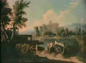 Paesaggio Della Campagna Romana Con Castello Al Centro by Andrea Locatelli
