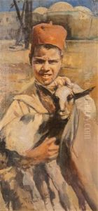 Boy With A Goat by Romualdo Locatelli