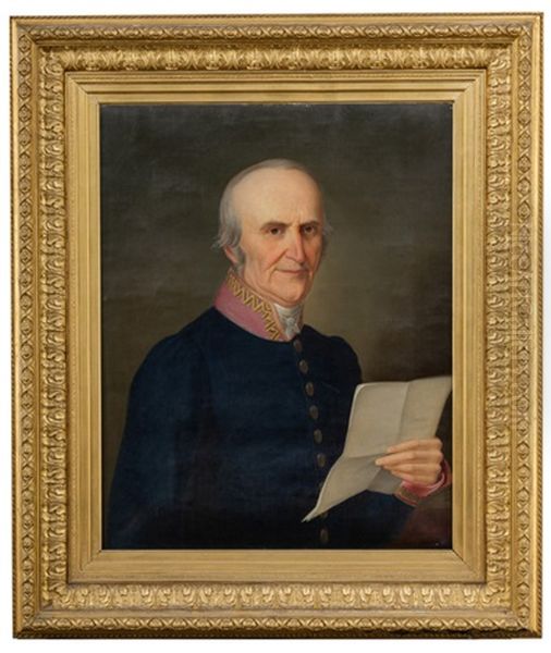 Portrait Des Koniglich Bayerischen Amtsrichters Johann Georg Henne (1773-1845) Als Bruststuck In Dunkelblauem Uniformrock. Portrait Der Antonie Henne, Geb. Leiner (gest. 1847) In Dunkelgrunem Kleid Als Halbfigur. Gegenstucke - view 1