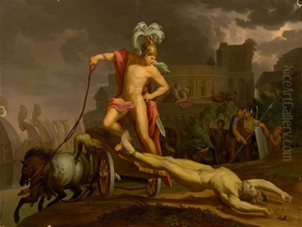 Achilles Drags The Corpse Of Hector To The Greek Camp - view 1