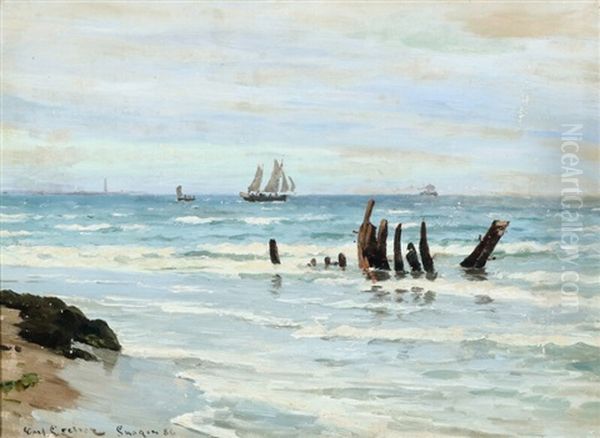 Coastal Scenery From Skagen Sonderstrand With Shipwreck In The Water - view 1