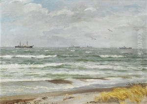 A Convoy Of Ships Off Skagen by Carl Locher