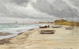 Windy Overcast Day At Skagen Sonderstrand by Carl Locher