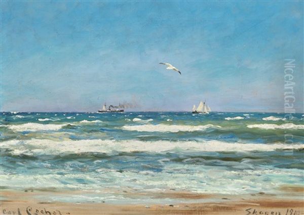 Summer Day With Ships Off The Coast - view 1