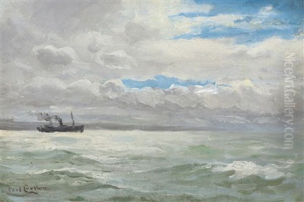 Seascape With Steam Boat - view 1
