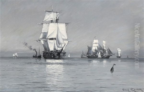 Seascape With Several Ships At Sea - view 1
