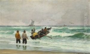Fishermen On Skagen Beach by Carl Locher